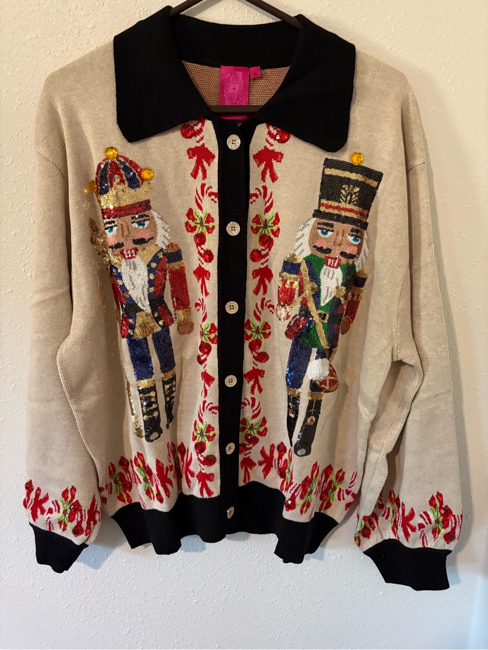 Queen of Sparkles Black Trim Nutcracker Cardigan